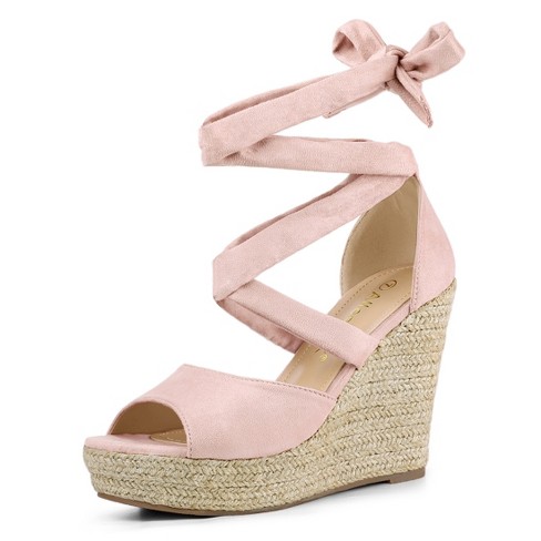 Baby pink wedges on sale