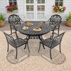 5-Piece Cast Aluminum Outdoor Dining Set: Round Table, Stackable Chairs & Brown Cushions - All-Weather Patio Furniture for Your Backyard - 2 of 4