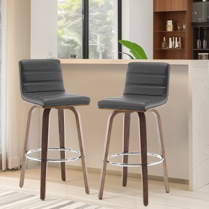 Bekrvio 26"/29" Swivel Bar Stools Set of 1/2/3/4, Faux Leather Upholstered Counter Chairs with Wood Legs, Mid-Century Seating for Kitchen Island - 1 of 4