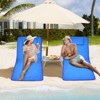 Gymax 3 PC Beach Mat Set w/ 2 Lounge Chairs & Side Table Adjustable Chaise Lounge Beach & Lawn Chairs Portable Folding Recline Chair Blue/Stripe/Green - 2 of 4