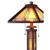 Chloe Lighting Aaron Tiffany-Style 3 Light Mission Double Lit Wooden Table Lamp 15" Shade - 3 of 4