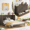 Queen Size Murphy Bed with USB Charging Station, Large Drawer Storage, Solid Wood Frame, Antique Gray Space-Saving Design - 2 of 4