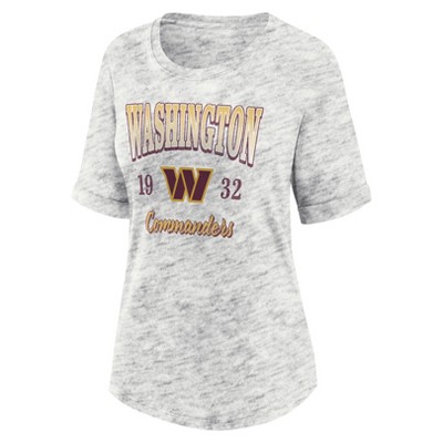 NFL Washington Commanders Women's Oatmeal Heather Rolled Sleeve T-Shirt - L