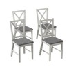 VECELO Rustic Wooden Dining Chairs Set of 2/4/6, Rubber Wood Kitchen Chairs with Padded Seat & Elegant Hollowed Backrest, Gray - 2 of 4