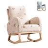 Rocking Chair With Side Pocket Mid Century Accent Rocker Armchair For Nursery, Living Room Upholstered Wooden Chair - 2 of 4