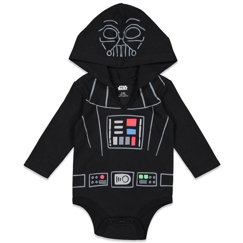 Star Wars Chewbacca Darth Vader R2-D2 Baby 3 Pack Long Sleeve Bodysuits Newborn to Infant, 2 of 10