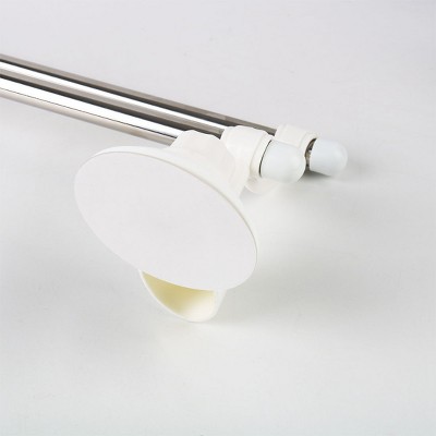 PiccoCasa Bathroom Metal Rod Wall Mounted Suction Rack Hanger Plastic Shower Caddies 19.7"x 5.9"x 5.5" White Silver Tone 1 Pc