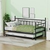 Twin Size Daybed with Trundle, Metal Sofa Bed Frame with Pull Out Bed, Metal Slats Platform, Single Daybed for Bedroom Living Room Guest Room - 2 of 4