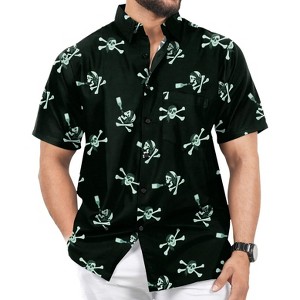 LA LEELA Men's Halloween Costumes Hawaiian Short Sleeve Button Down Shirt Mens Shirt Vacation Shirts for Men Funny - 1 of 4