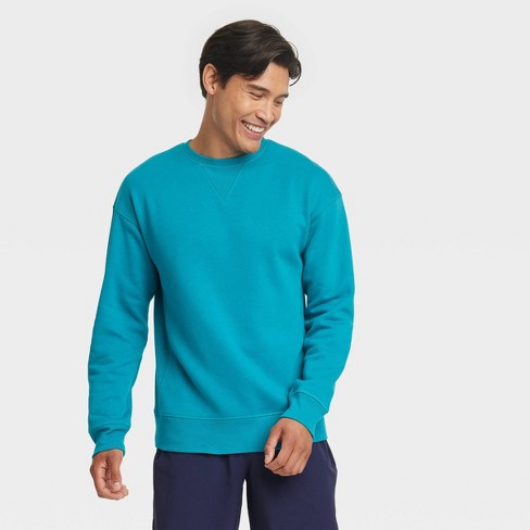 Men's Cotton Fleece Crewneck Sweatshirt - All In Motion™ Teal Blue