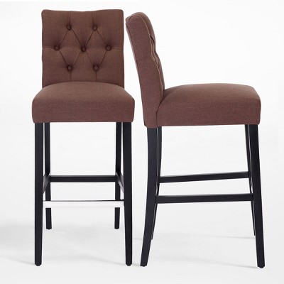 WestinTrends 29" Linen Fabric Tufted Bar Stool (Set of 2)