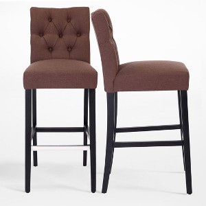 WestinTrends 29" Linen Fabric Tufted Bar Stool (Set of 2) - 1 of 4