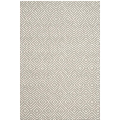 Wilton Light Grey and Ivory Hand-Hooked Wool 4' x 6' Area Rug