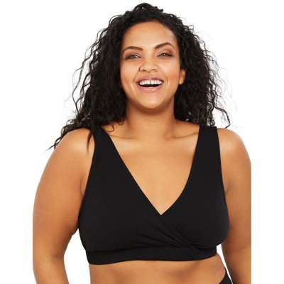 Image of Plus Size Wrap Maternity and Nursing Sleep Bra - Black, 1X | Motherhood Maternity