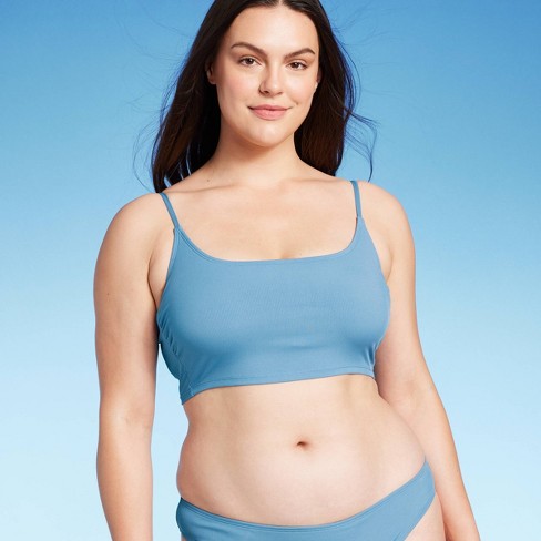 Women's Longline Ribbed Bikini Top - Shade & Shore™ Blue Xl : Target