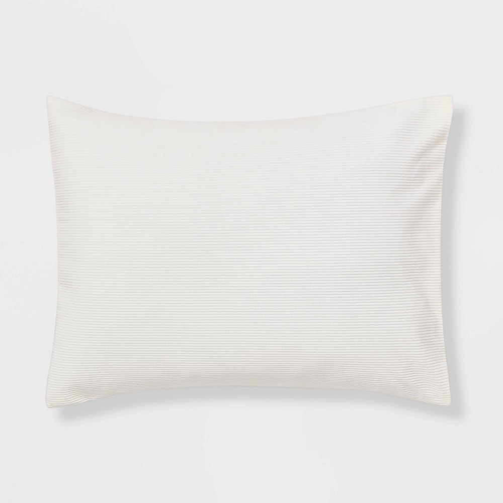 Photos - Bed Linen Standard Corduroy Plush Comforter Sham Ivory - Room Essentials™