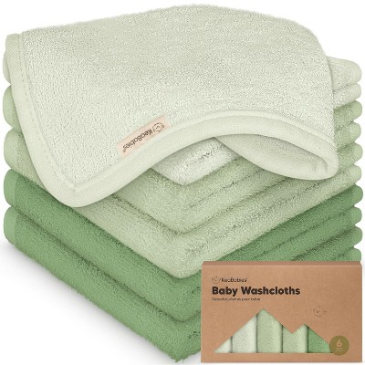 6-Pack Soft Baby Washcloths, Viscose from Bamboo - Kids, Newborn Bath Towels, Infant Shower, Toddler Reusable Face Towel,10x10