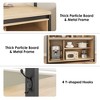 Rustic 72" Kitchen Island with Power Outlet & Sliding Barn Door, Coffee Bar Station with 9 Hooks and 3-Tier Storage for Dining Room - 3 of 4