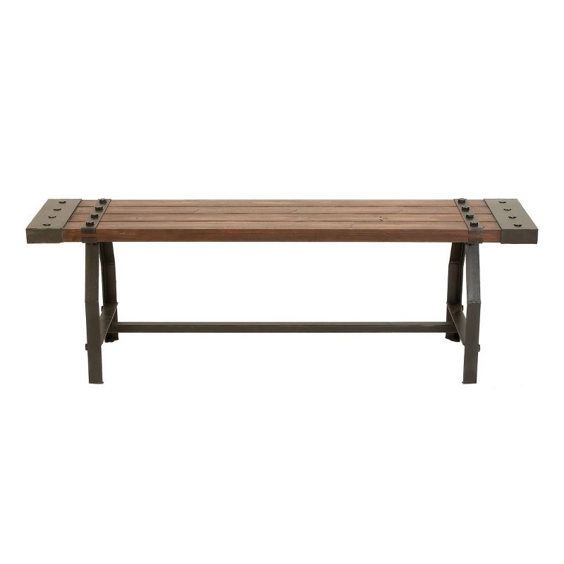Industrial Metal and Brown Wood Bench Brown - Olivia &#38; May, 1 of 18