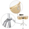 SEVOBAL Drum and Percussion Accessories, 13" and 14" Golden Timbales Set with Cowbell and Adjustable Stand for Live, Gold, 30.71"*19.29"*8.66" - 3 of 4