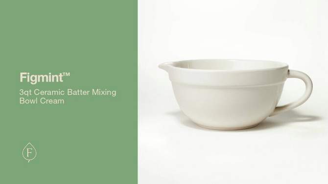 3qt Ceramic Batter Mixing Bowl Cream - Figmint&#8482;, 2 of 7, play video