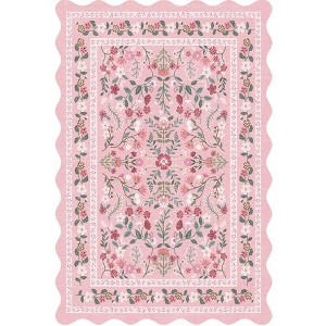 Fulvari Washable Area Rug Non Slip Low Pile Boho Floral Small Carpet for Bedroom, Bedside, Kitchen, Entryway, Kids Room, Office, College Dorm - 1 of 4
