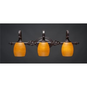 Toltec Lighting Elegante 3 - Light Vanity in  Dark Granite with 5" Cayenne Linen Shade - 1 of 1