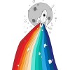 Adult Design By Humans Rainbow Pride Rocket to the Moon By noeldelmar T-Shirt - 2 of 2
