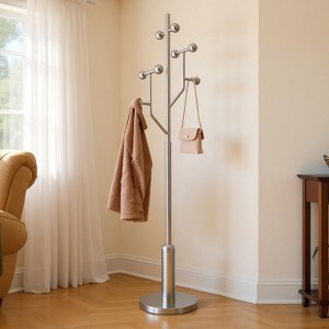 Bekrvio Freestanding Coat Rack with 8 Hooks, Tree Branch Design – Heavy Duty Metal Clothes Hanger Stand w/ Disc Base, Holds 250lb for Entryway,Bedroom - 1 of 4