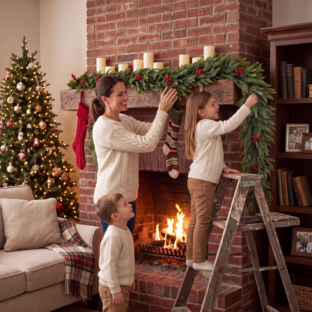Garvee 6 FT Christmas Garland with Red Berries, Artificial PVC Berry Vine for Mantel, Fireplace, Stair Railing, Indoor Holiday Decor - thumbnail 6