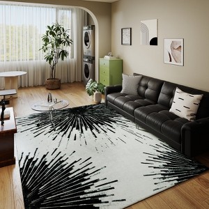 5x7 Washable Abstract Print Multi-Color Area Rug, Thin Distressed Non-Slip Carpet for Living Room Bedroom, Home Decor - 1 of 4