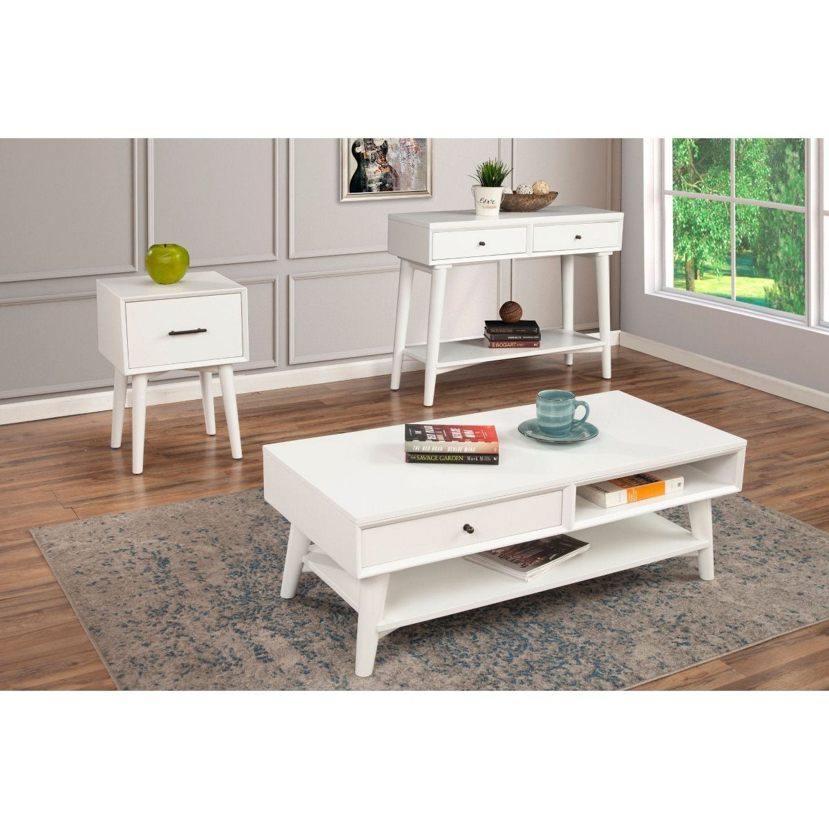 Flynn Mid-Century End Table in White | Alpine Furniture - thumbnail 6