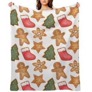 Gingerbread Man Christmas Holiday Cookies Christmas Throw Blanket Soft Fleece Christmas Blanket Cozy Flannel Throw for Couch Bed 60x80 inches - 1 of 1