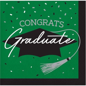 Creative Converting Graduate School Spirit Emerald Green Paper Beverage Napkins 108ct - 1 of 4