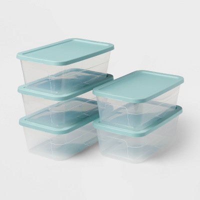 6qt Storage Boxes 5pk Pewter Aqua - Brightroom™