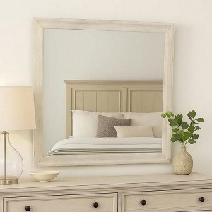Royal Hampton Dresser Mirror, Antique White Poplar Wood Frame, Square 40 Inch - 1 of 4