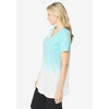 Woman Within Plus Size Short-Sleeve V-Neck Embroidered Dip Dye Tunic - 4 of 4