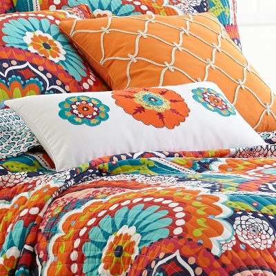 Multicolor Embroidered Cotton Rectangular Pillow 12x24