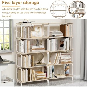 5-Tier Tall Floor Standing Bookshelf, Vintage Display Storage Open Bookcase, Industrial Organizer for School Living Room Bedroom Home Office - 1 of 4
