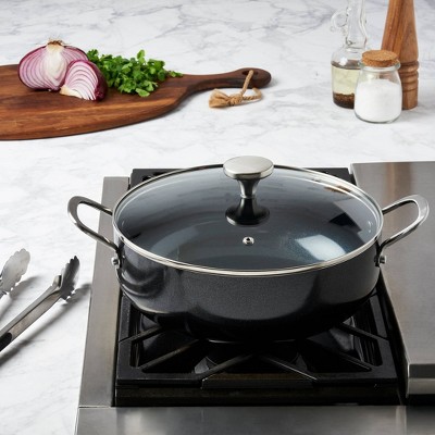 Infuse 6-Quart Black Nonstick Aluminum Caldero with Lid