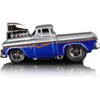 1955 Chevrolet Cameo Pickup Truck Gray and Blue Metallic with Flames 1/64 Diecast Model Car by Muscle Machines - 2 of 4