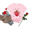 Coquette Strawberry Hearts Watercolor - Women's Short Sleeve Graphic T-Shirt - 2 of 4