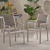 Dexmalle Set of 2 Modern Patio Aluminum Dining Chair with Faux Wood Seat,Gray - 2 of 4