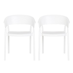 WestinTrends Playa Outdoor Modern Stackable Plastic Resin Patio Dining Armchair (Set of 2) - 1 of 4
