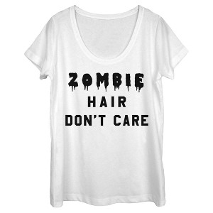 Women's Lost Gods Halloween Zombie Hair Don't Care Scoop Neck - 1 of 4