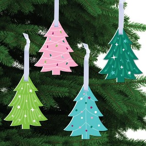 Big Dot of Happiness Merry and Bright Trees - Colorful Whimsical Christmas Party Decorations - Christmas Tree Ornaments - Set of 12 - 1 of 4