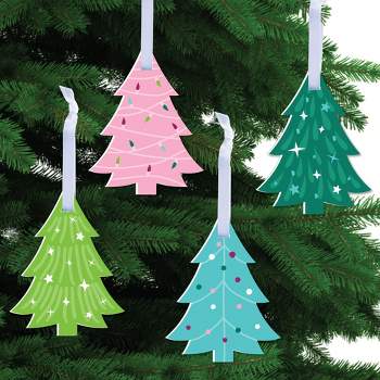 Big Dot of Happiness Merry and Bright Trees - Colorful Whimsical Christmas Party Decorations - Christmas Tree Ornaments - Set of 12
