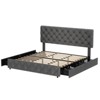 Bed Frame with 4 Storage Drawers, Faux Leather Upholstered Platform Bed Frame with Adjustable Headboard - 4 of 4