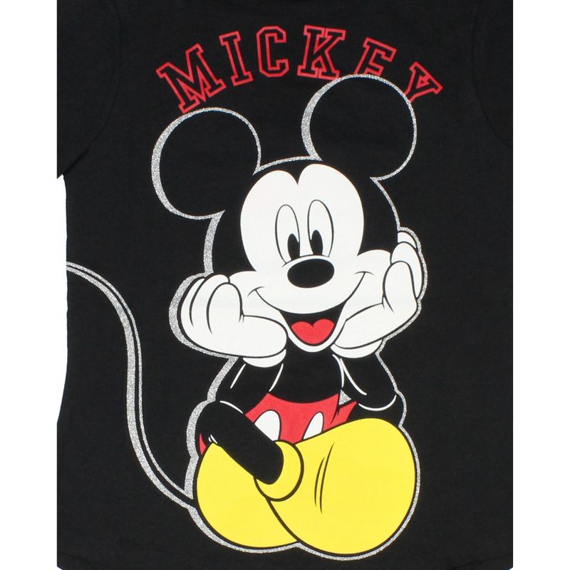 Disney Girls' Mickey Mouse Hands On Cheeks Glitter Accent T-Shirt, 2 of 4