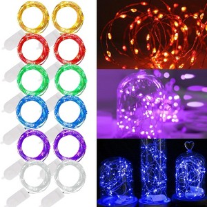 FAAYFIAN 12-Pack 7 ft 20-LED Fairy Lights, Battery Operated Multi-Color Silver Wire Firefly String Lights - 1 of 4